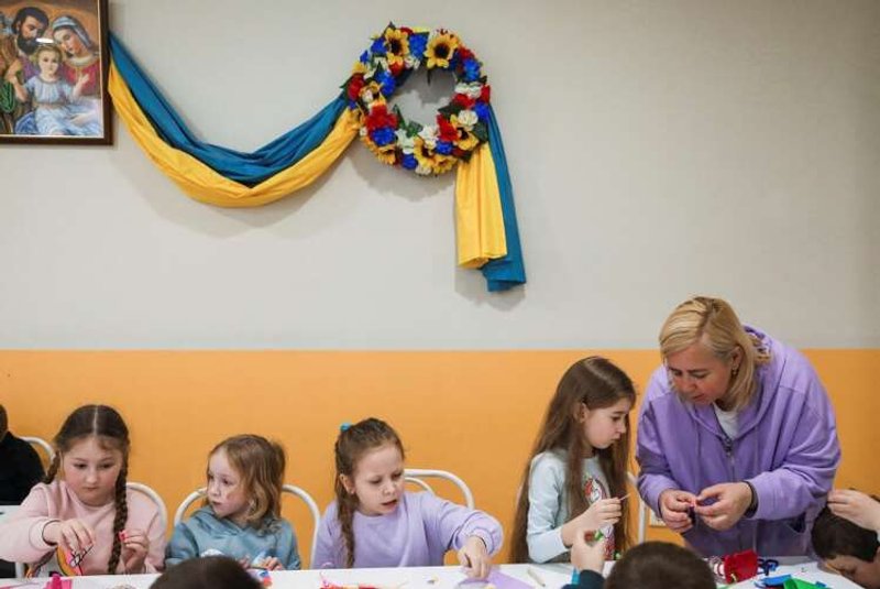 Image for Safe in Greece, Ukrainian children confront trauma of war