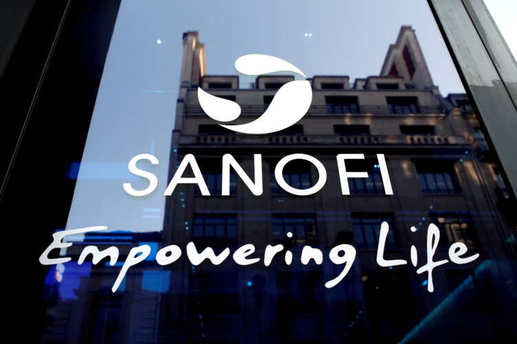 FILE PHOTO: Sanofi logo is seen during the company’s annual results news conference in Paris, France
