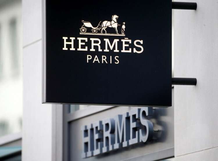FILE PHOTO: The logo of French luxury group Hermes is seen in Zurich