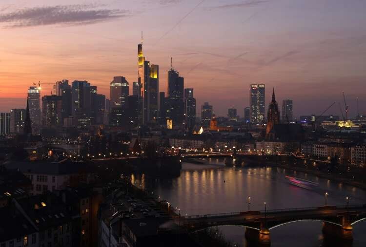 Frankfurt skyline at sunset, highlighting Germany's economic landscape - Global Banking & Finance Review