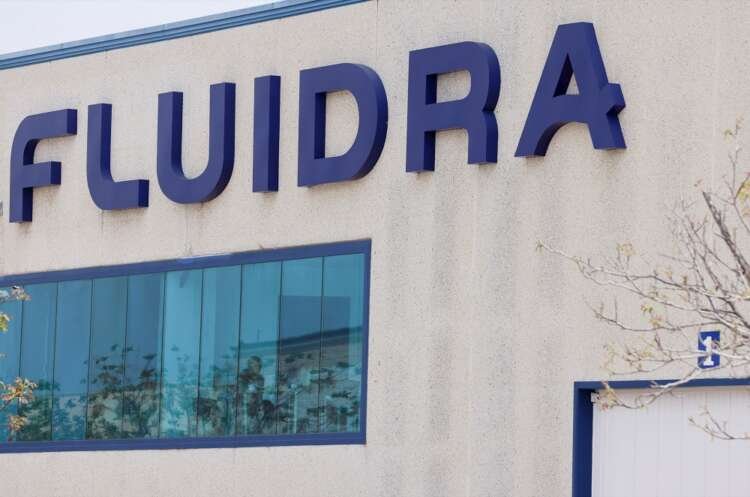 The entrance of Fluidra SA is pictured in outskirts of Barcelona