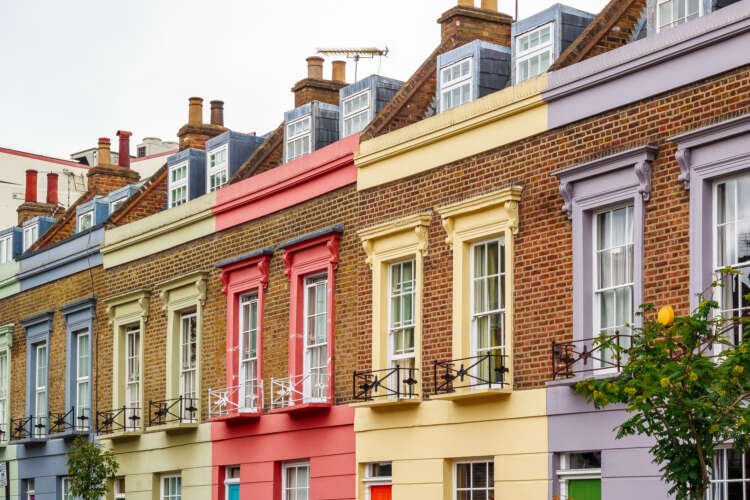 Colorful terrace houses in Camden Town, symbolizing homeownership and financial inclusion - Global Banking & Finance Review