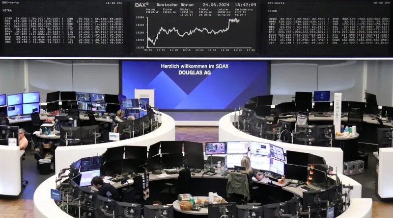 Image for Dollar hits 38-year high vs yen; stocks mostly ease