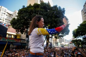 Venezuela opposition leader Maria Corina Machado speaking during a protest - Global Banking & Finance Review