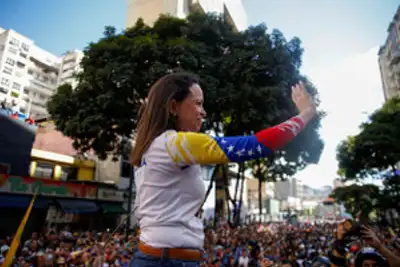 Image for Venezuela opposition leader Machado free after brief detention, government denies involvement