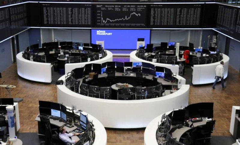 Image for European shares at record high on gains in financials, U.S. spending plan