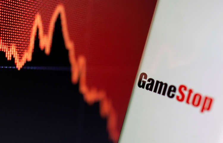 GameStop logo displayed with stock graphs illustrating recent market trends - Global Banking & Finance Review