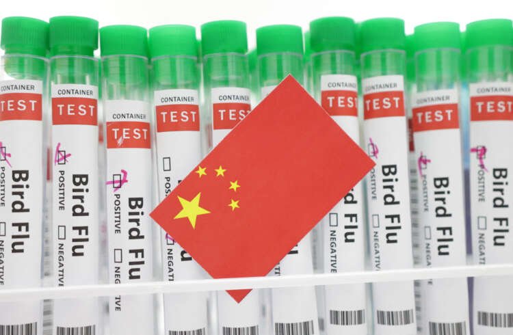 Test tubes labeled 'Bird Flu' with the China flag, symbolizing H3N8 outbreak - Global Banking & Finance Review