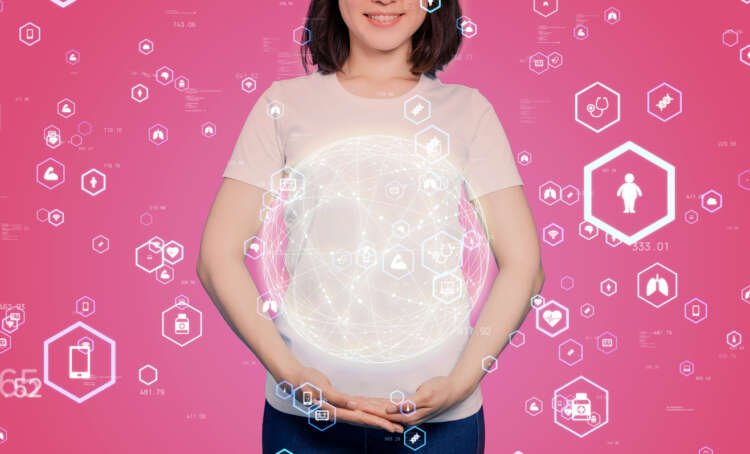 Woman and medical technology concept. FemTech. MedTech.