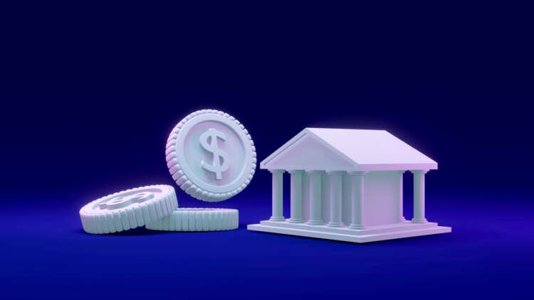 3D illustration of a dollar coin and bank building depicting competition in banking - Global Banking & Finance Review