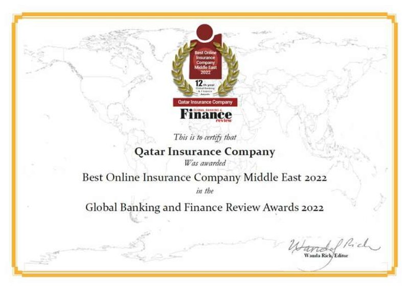 Image for QIC Crowned “Best Online Insurance Company in The Middle East” At The Global Banking & Finance Review Awards 2022