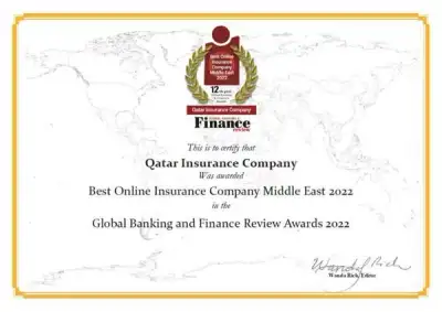Image for QIC Crowned “Best Online Insurance Company in The Middle East” At The Global Banking & Finance Review Awards 2022