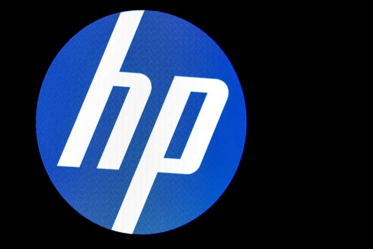 HP Inc. logo displayed on a stock market screen during trading - Global Banking & Finance Review