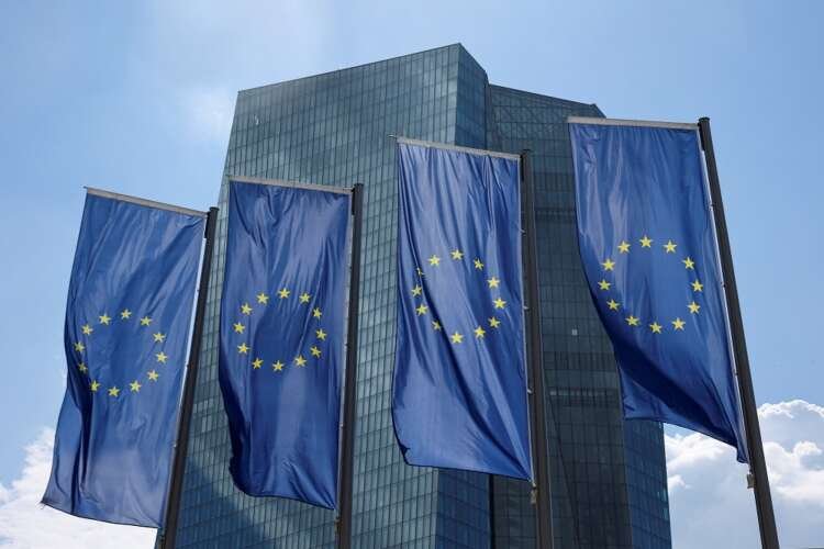 European flags in front of the ECB building symbolize Euro zone growth and employment trends - Global Banking & Finance Review