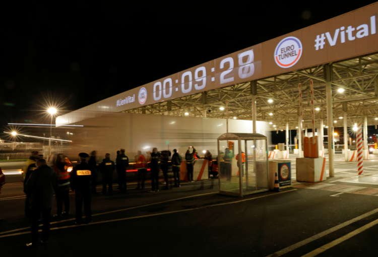 Trucks departing Eurotunnel customs border post-Brexit - Global Banking & Finance Review