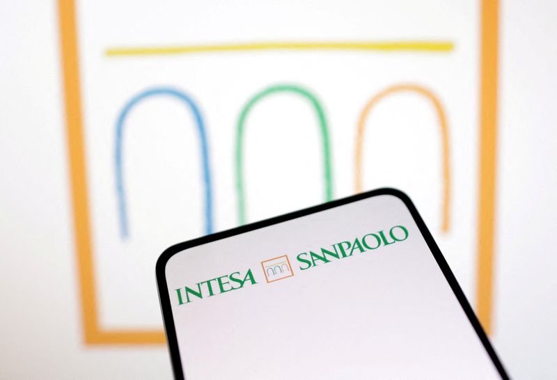 Intesa Sanpaolo bank logo with financial graphics - Global Banking & Finance Review