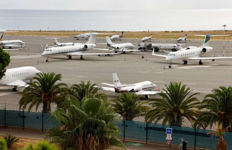 Private jets parked at Nice airport, highlighting EU climate concerns - Global Banking & Finance Review