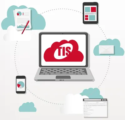 TIS laptop centered in cloud