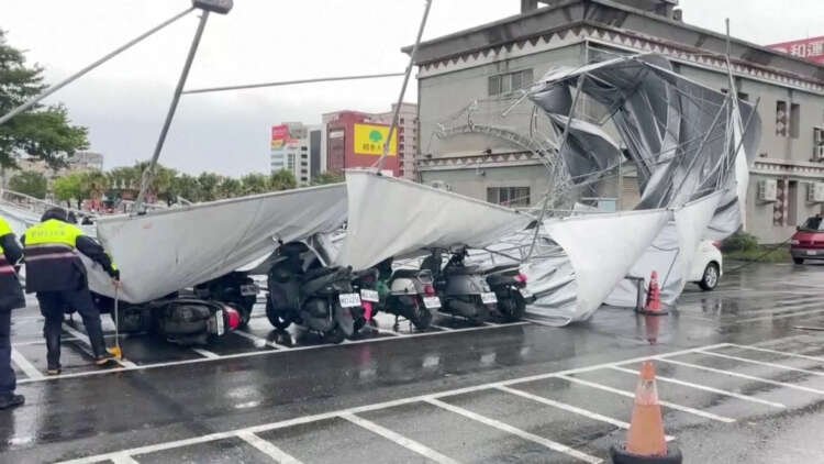 Collapsed parking lot canopy in Hualien as Typhoon Haikui impacts Taiwan - Global Banking & Finance Review