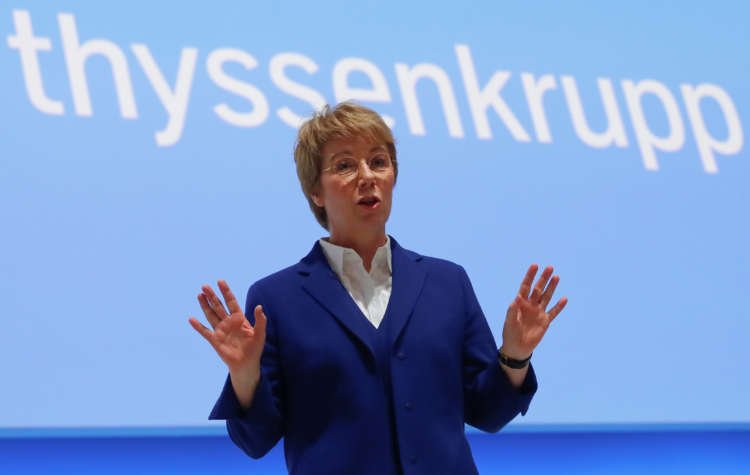 FILE PHOTO: Martina Merz, CEO of German steelmaker Thyssenkrupp AG, attends the annual shareholders meeting in Bochum