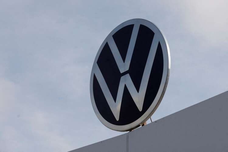 FILE PHOTO: Volkswagen logo at the carmaker’s plant in Puebla, Mexico