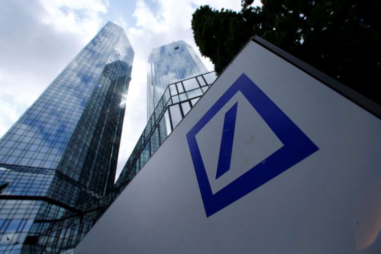 Deutsche Bank logo at headquarters, symbolizing finance sector's response to Ukraine conflict - Global Banking & Finance Review