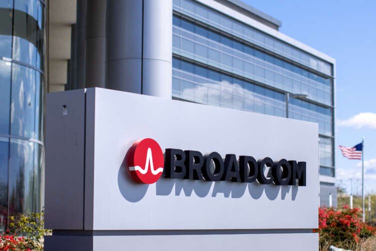 Broadcom logo outside office complex, relevant to EU antitrust probe into VMware acquisition - Global Banking & Finance Review