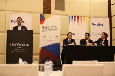 Photo caption from left to right: Paul Lee, Deloitte Global Director of TMT research, Santino Saguto, Partner and TMT Leader at Deloitte Middle East; Adil Parvez, Consulting, Deloitte Middle East; Emmanuel Durou, Director, Consulting, Deloitte Middle East