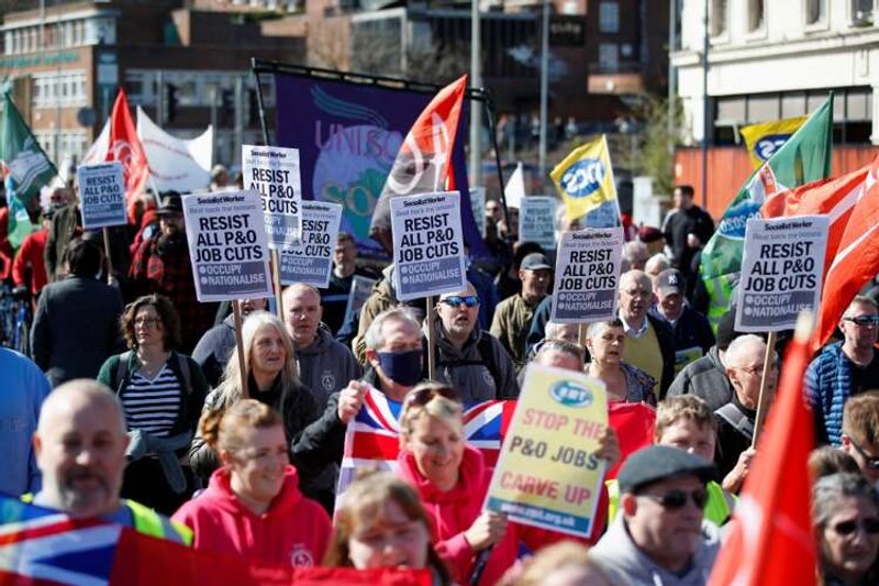 Image for Protesters gather at UK ports after P&O sacks 800 ferry workers