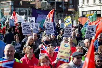Image for Protesters gather at UK ports after P&O sacks 800 ferry workers
