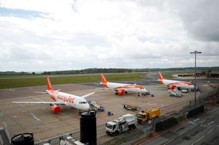 EasyJet planes parked at Luton Airport, highlighting climate impact on aviation - Global Banking & Finance Review