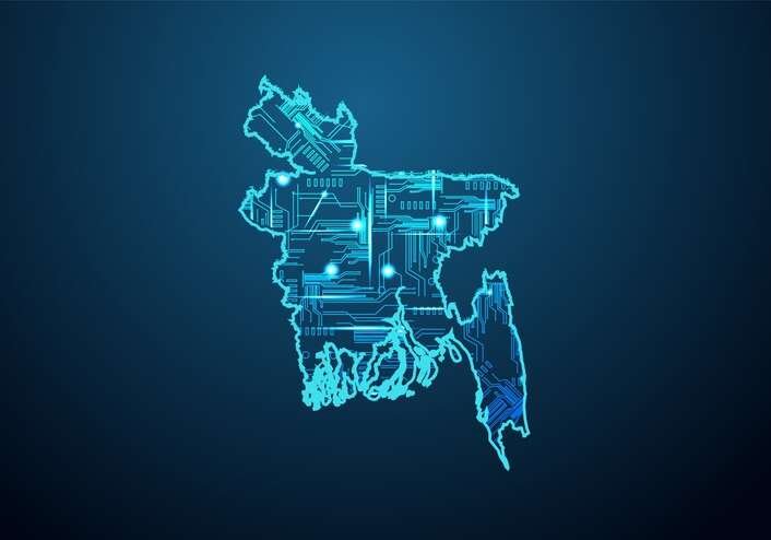 Futuristic map of Bangladesh symbolizing digital banking innovation - Global Banking & Finance Review