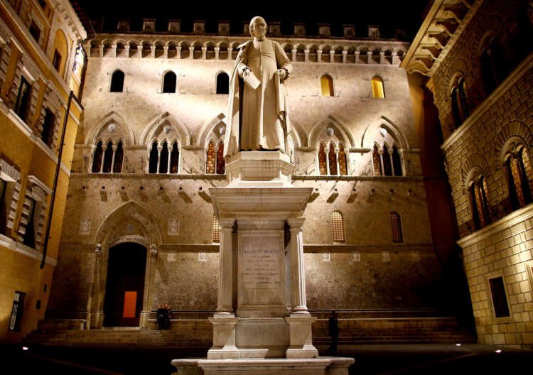 Entrance of Monte dei Paschi bank headquarters amid capital raise news - Global Banking & Finance Review