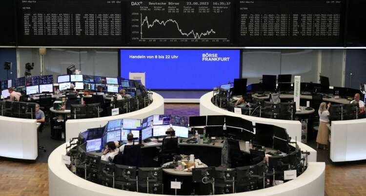 Image for European shares fall as SAP drags, investors await U.S. data, ECB