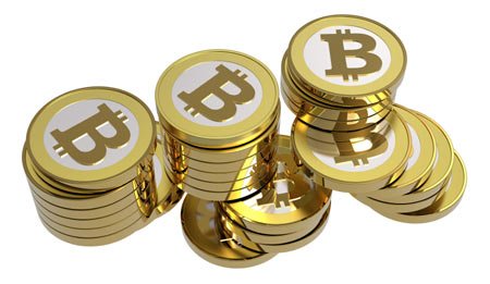 stack of bitcoins isolated