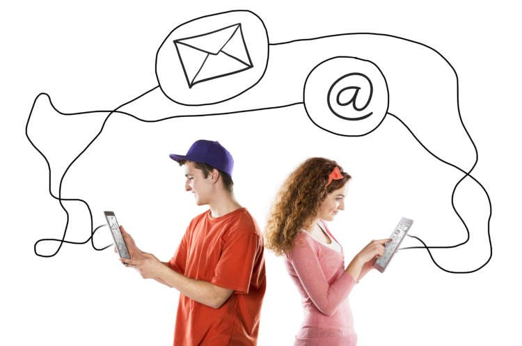 Young couple with tablets