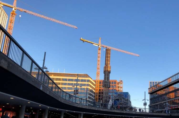 Buildings under construction are seen in Stockholm