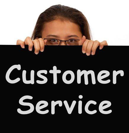 customer service sign shows