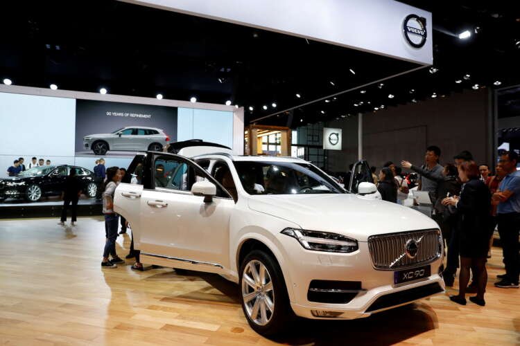 Volvo XC90 showcased at an auto show, highlighting Volvo Cars' IPO plans - Global Banking & Finance Review
