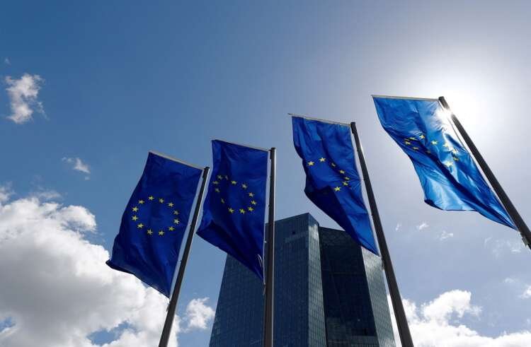 European Union flags outside the ECB headquarters in Frankfurt - Global Banking & Finance Review