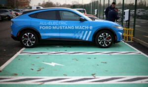 Ford Mustang Mach-e electric vehicle charging at Ford plant - Global Banking & Finance Review