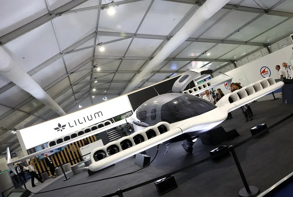 Lilium air-taxi at an airshow, representing challenges in aviation funding - Global Banking & Finance Review
