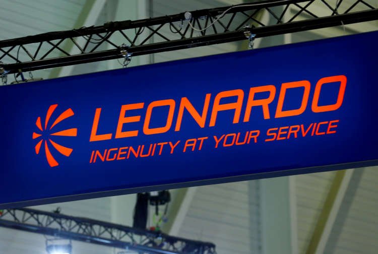 Leonardo defense group logo at EBACE event, reflecting U.S. IPO news - Global Banking & Finance Review