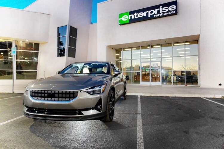 Electric vehicle from Polestar parked outside an Enterprise Rent-A-Car in Las Vegas - Global Banking & Finance Review