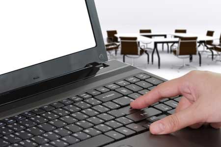 businessman hands typing on