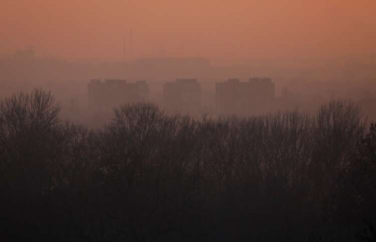 FILE PHOTO: Smog is seen during sunset in this general view of the Upper Silesian Industrial Region from Bedzin