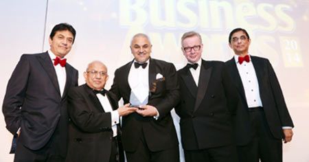 Asian Business Awards 2014 (L to R Vijay Patel, Mr Solanki, Dr Nanda, Michael Gove MP, Bhikhu Patel)