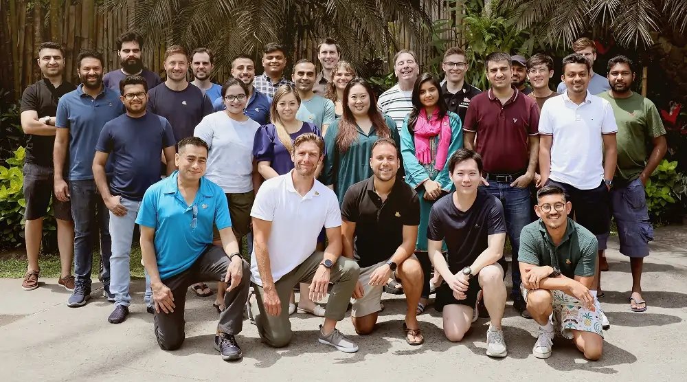 Almond FinTech team celebrating their recent awards in B2B technology - Global Banking & Finance Review