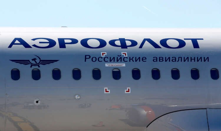 Aeroflot logo on an Airbus A320, representing the airline's sponsorship withdrawal by Man Utd - Global Banking & Finance Review