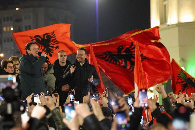 Kosovo election scene showing Vetevendosje supporters celebrating victory - Global Banking & Finance Review